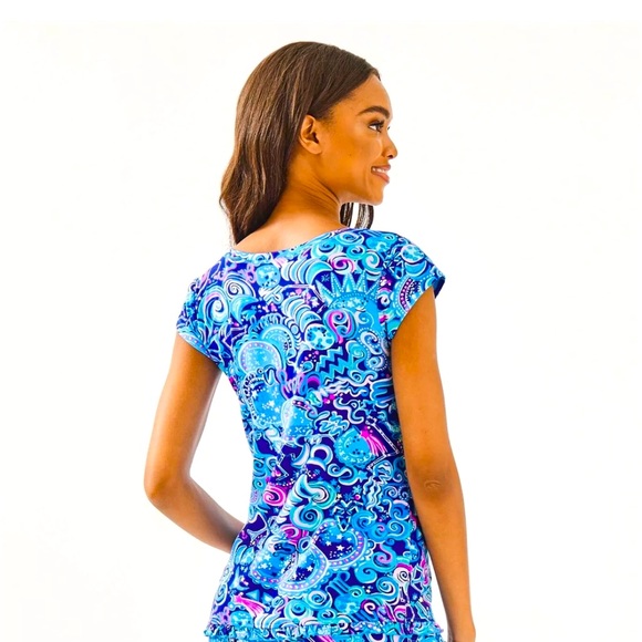 NWT LILLY PULITZER LINA ROBE & RUFFLE TOP SET LAPIS LAZULI COSMIC KISMET - Picture 5 of 5